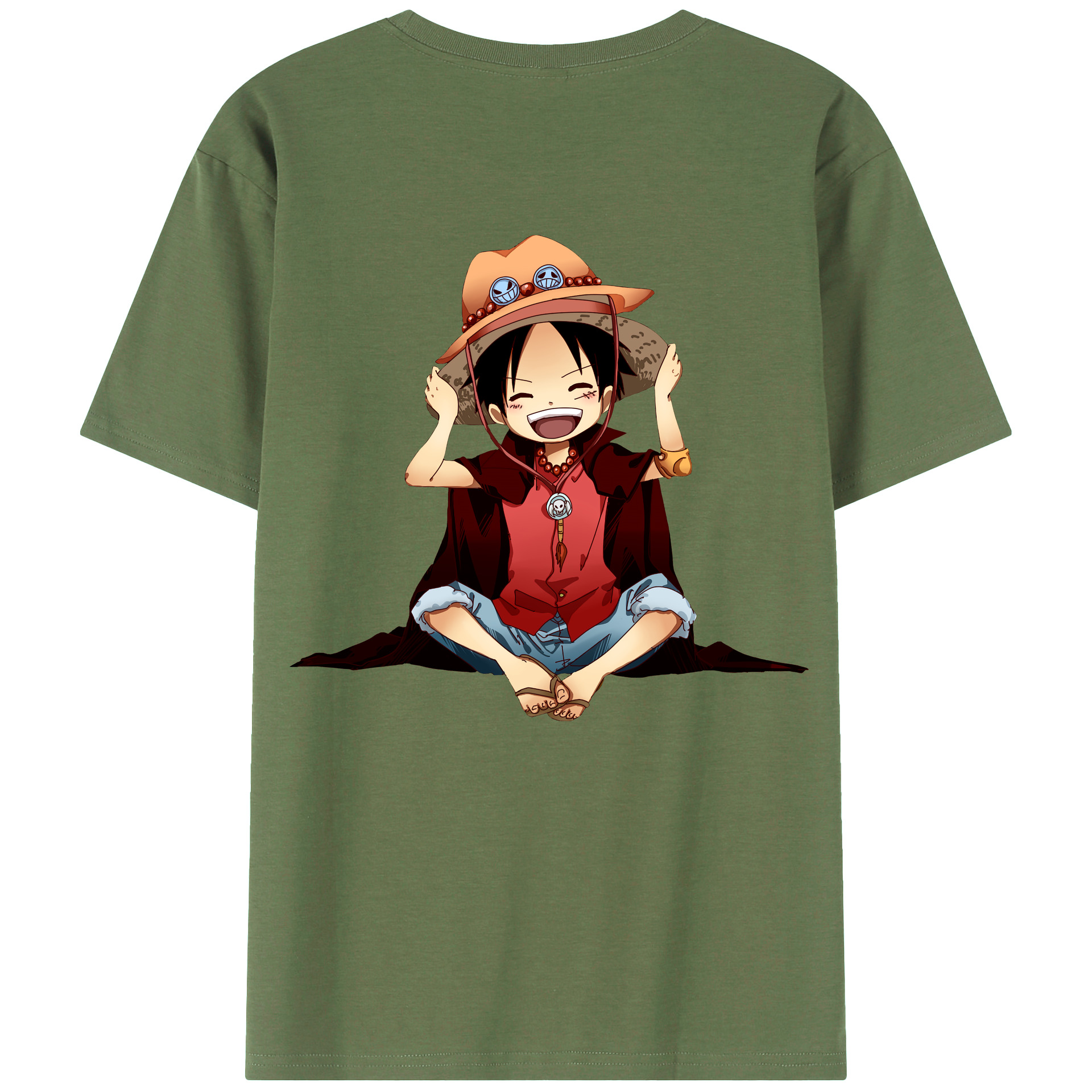 ワンピース モンキー・D・ルフィ ONE PIECE Monkey D. Luffy 綿100％ メンズ半袖Tシャツ（バックプリント） 通気性